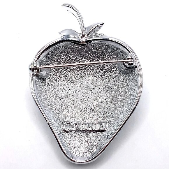 Sarah Coventry Women's Pin Brooch Textured Metal Silver-Tone Strawberry Design - Picture 3 of 8
